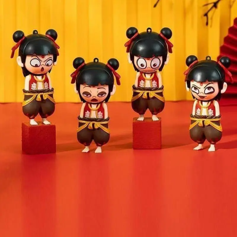 Bestselling Toys with 4 Different Emotions, Handheld Pendants, Nezha's Demon Child Descendants Surrounding Nezha Face Changing Toys nezha  pop  mart
