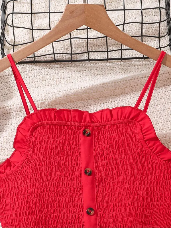 Toddler Girl's Solid Cami Romper with Belt, Elegant Fashion Casual Romper for Daily Outdoor Wear, Toddler Girls Clothing for Summer 3
