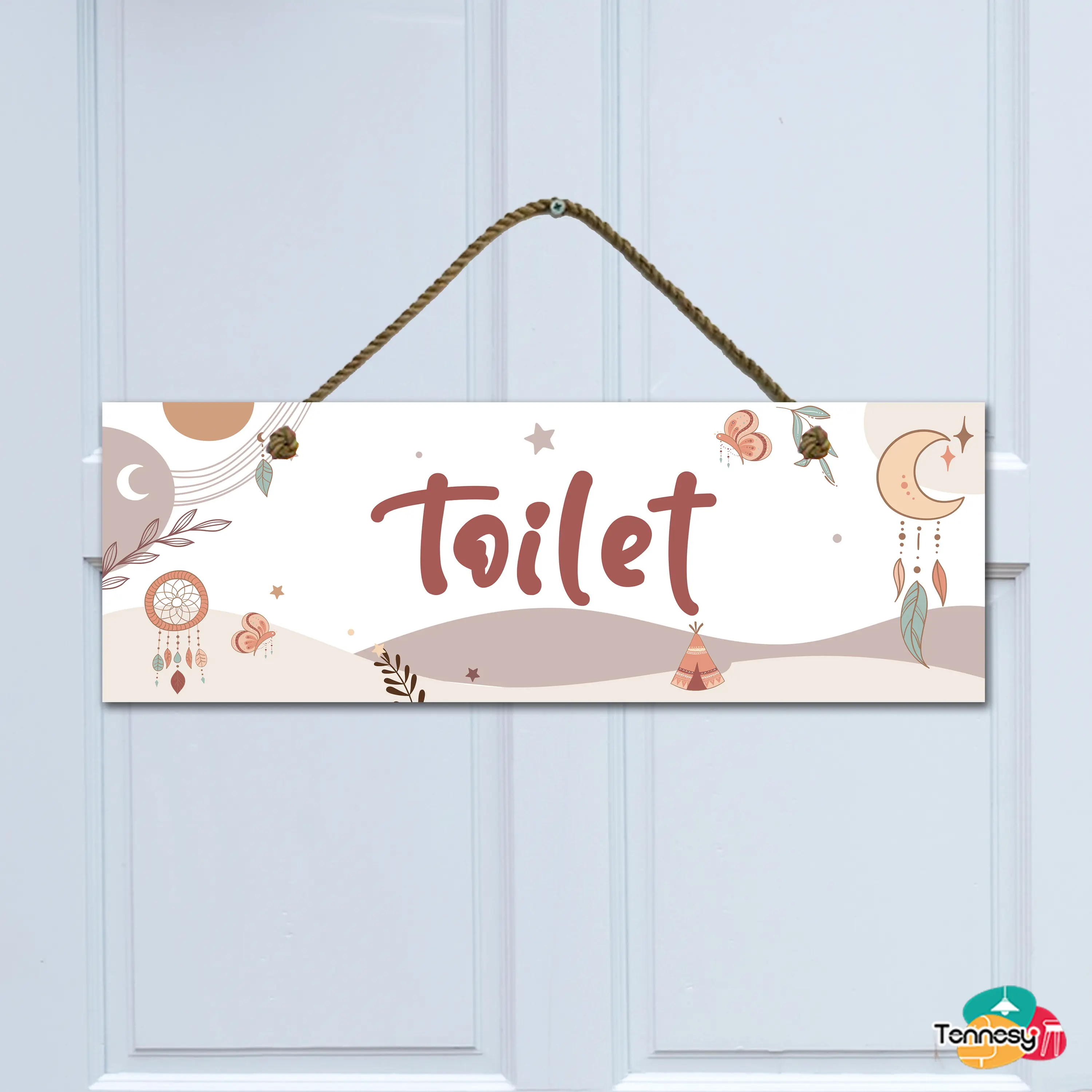 HIASAN DINDING GANTUNGAN TALI BOHO ETNIC 30x10CM PAJANGAN PINTU DEKORASI DINDING KAMAR TIDUR RUMAH Kayu Aesthetic Buah Flower Stiker