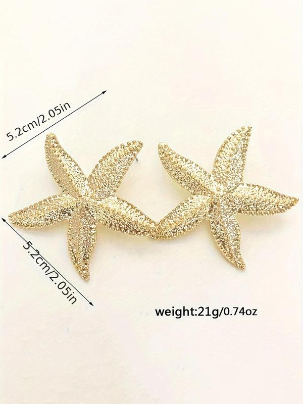 Starfish Design Stud Earrings, Fashionable Jewelry for Women, Daily Clothing Decor, Trendy All-match & Exquisite Jewelry for Birthday Gift 1