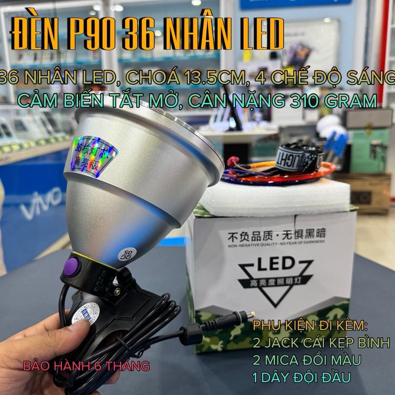 Đèn soi nấm mối P90 phiên bản 36 nhân Led  có cảm biến tắt mở phù hợp đi rừng, bắt ếch, bắt rết, soi cá đi biển