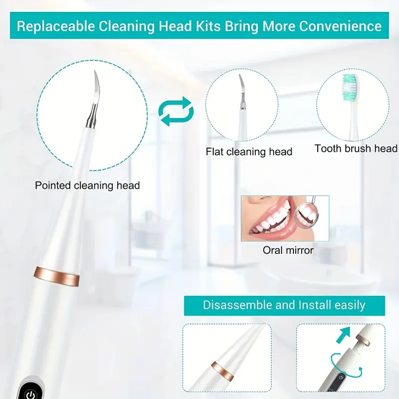 Rechargeable Portable Electric Toothbrush, Travel-Friendly Oral Care Beauty Kit With Replaceable Heads, Electric Teeth Cleaning Device Christmas Gift 5