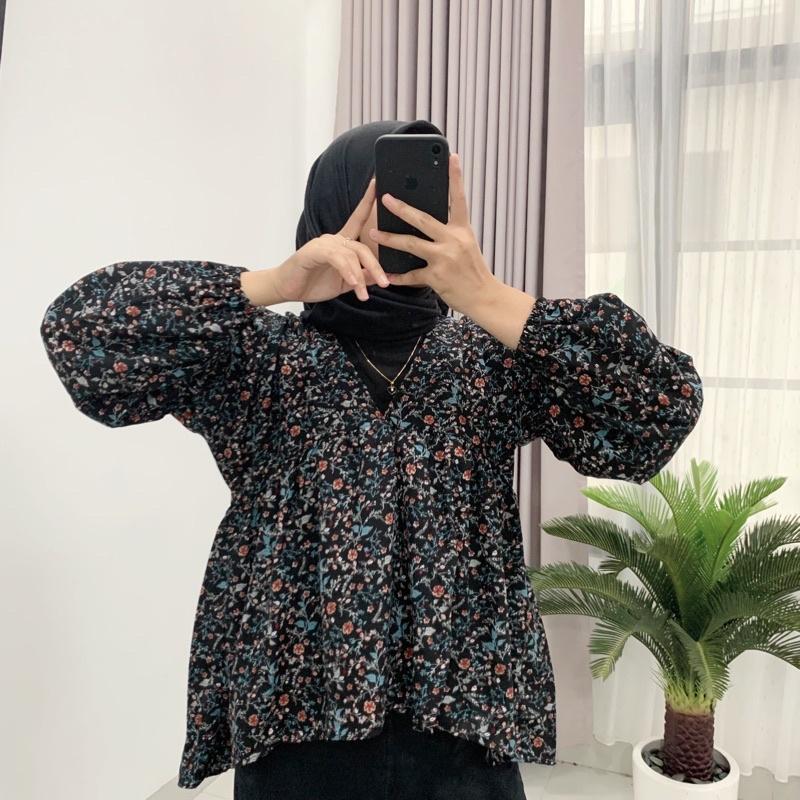 V BLOUSE SESA FLOWER KOREAN STYLE VINTAGE Wanita / SESA BLOUSE KOREAN LOOK Atasan Wanita Floral Casual Baju 5