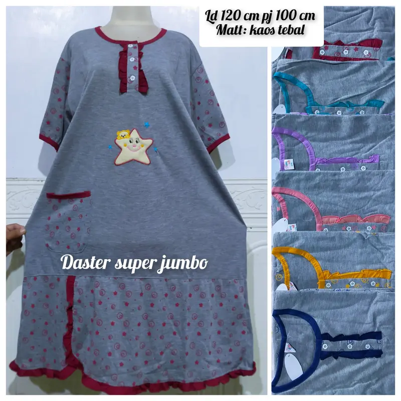 Daster super jumbo XXL Ld 120 cm bahan kaos 0