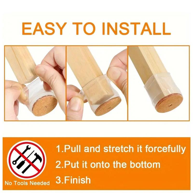 Chair Leg Cover, 16pcs Anti-slip Wear-resistant Chair Leg Protector, Floor Protector for Home Living Room Bedroom Dining Room Office School 4
