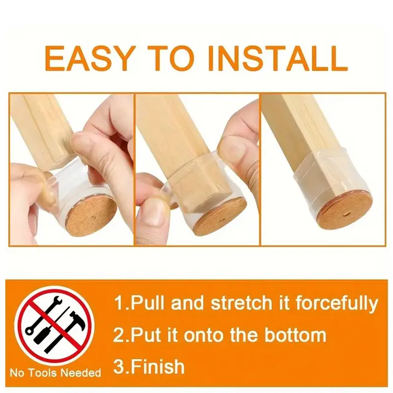 Chair Leg Cover, 16pcs Anti-slip Wear-resistant Chair Leg Protector, Floor Protector for Home Living Room Bedroom Dining Room Office School 4