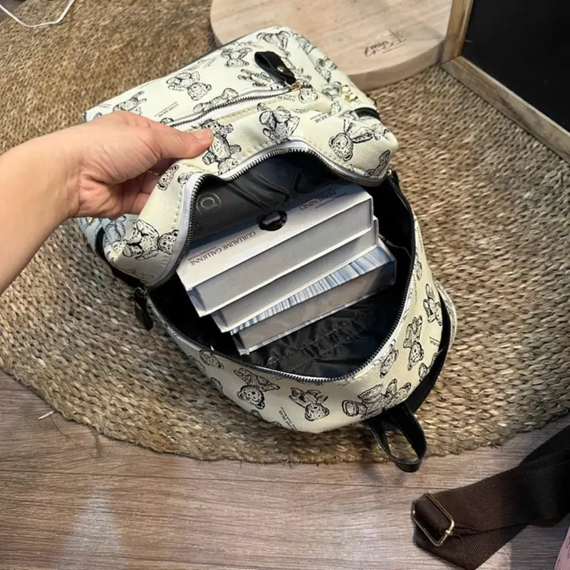 Ba lô đi học, balo đi chơi in hoạ tiết gấu size 40 đựng vừa lap 14" sách vở a4 các loại K394 4