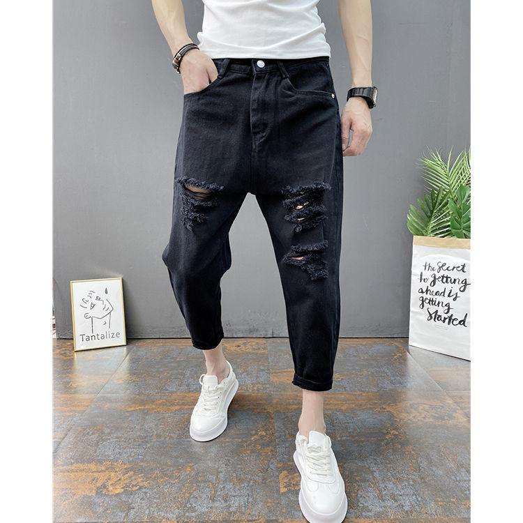 Quần Bò Mỏng Rách Lớn, Dành Cho Nam Giới, Phong Cách Hàn Quốc, Hợp Xu hướng, Hợp Xu hướng, Quần Cropped Xén, Quần Jogger Harem, TF_store2023 Hàng Mới Về Menswear Pants Có Túi 6