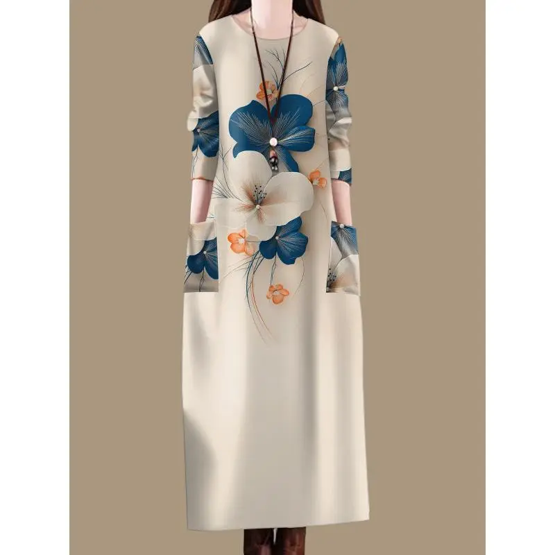 Wholesale 2025 Spring and Autumn Hot-Selling Women's Korean Style Loose  Age-Reducing Belly-Covering Mom Pocket Over-Knee Outerwear Dress - TikTok  Shop Singapore