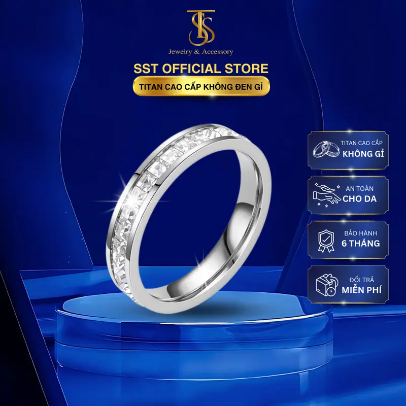 Nhẫn nữ đính đá full vòng sáng lấp lánh | Titan không đen gỉ | SST Official Store N17 0