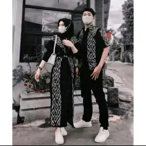 Couple tenun Clara Maxy dress syira kemeja panjang Pasangan Baju Batik Kondangan Sarimbit Keluarga