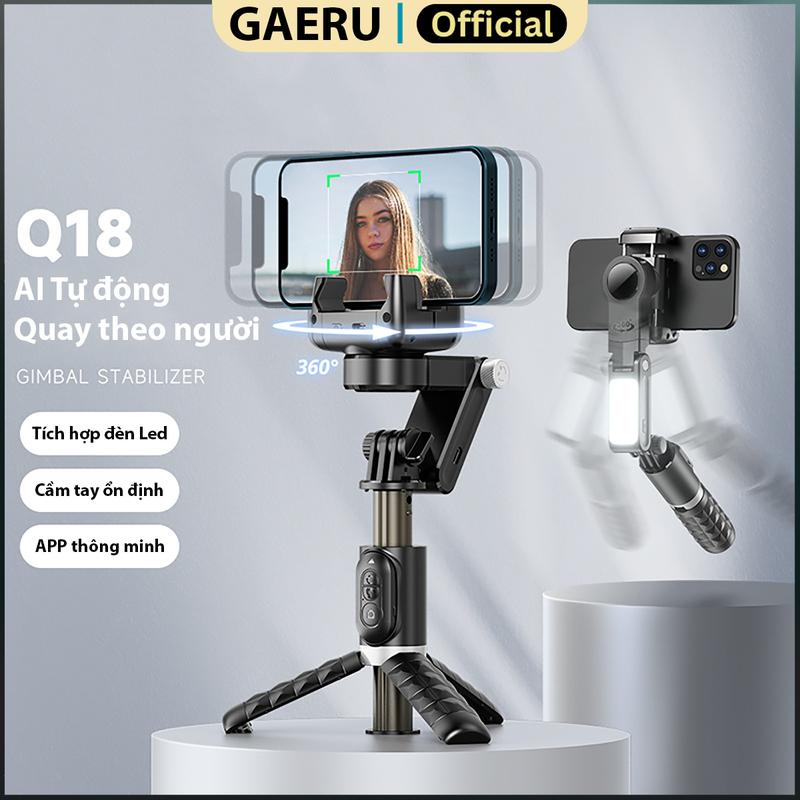 Gimbal Q18 AI Tự Động, Giảm Rung Điện Thoại 1 Trục 3 Khuỷu Ổn Định, Có Đèn Trợ Sáng 3 Màu 9 Cấp Độ Sáng Selfie Phụ Kiện Phone
