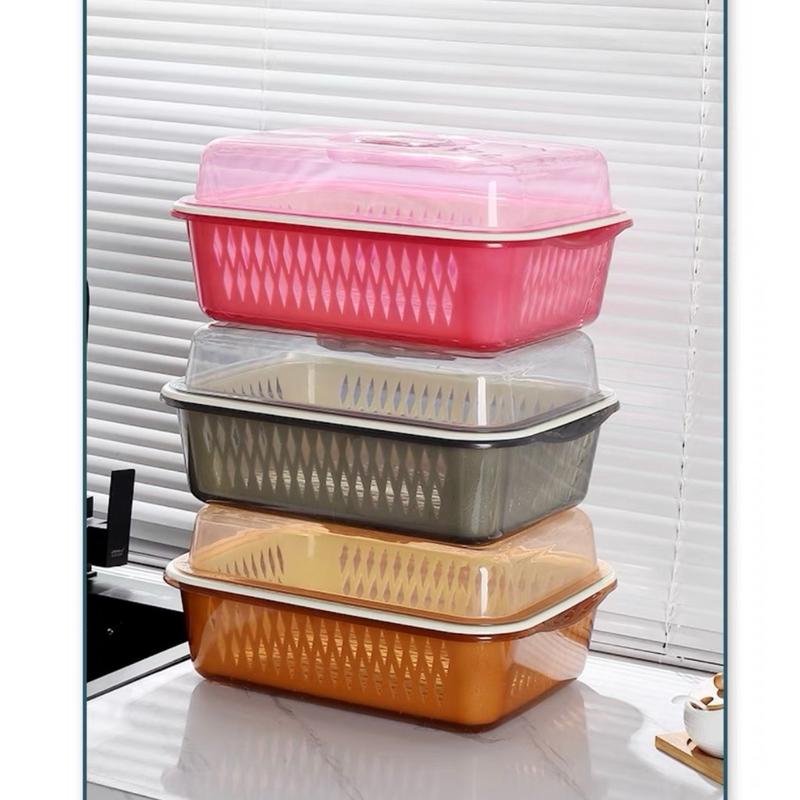 [1 chiếc] Rổ kèm chậu có nắp úp chén bát, úp cốc, đồ ăn dặm cho bé, bảo quản thực phẩm tiện lợi nhựa cao cấp ngăn ngừa bụi bẩn