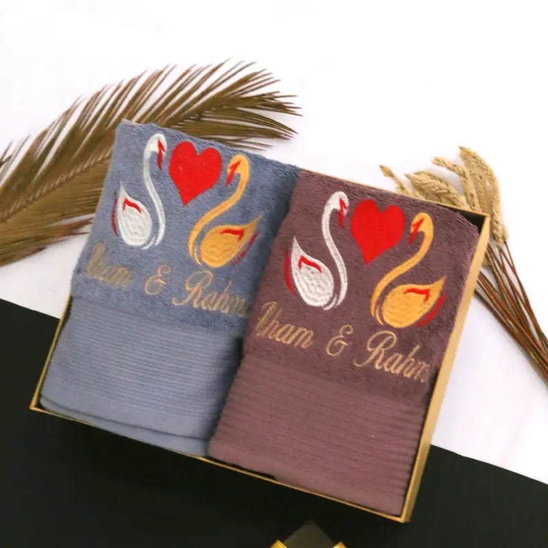 Handuk Couple Design Angsa Wedding Lembut Hadiah Pernikahan Seserahan Pernikahan 1