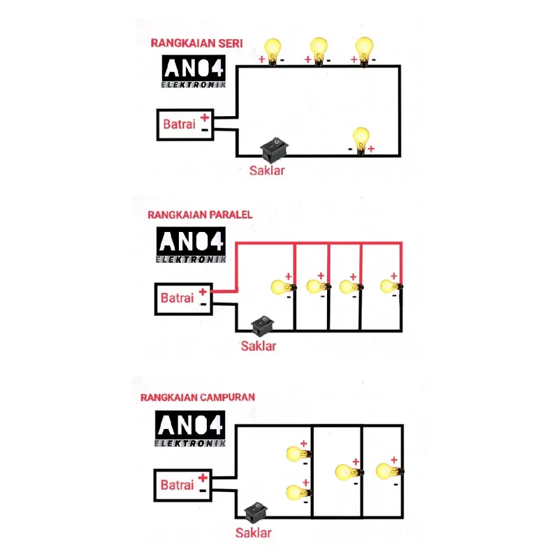 PAKET LAMPU BOHLAM SENTER SERI PARALEL CAMPURAN PRAKARYA ANAK SD SMP 7