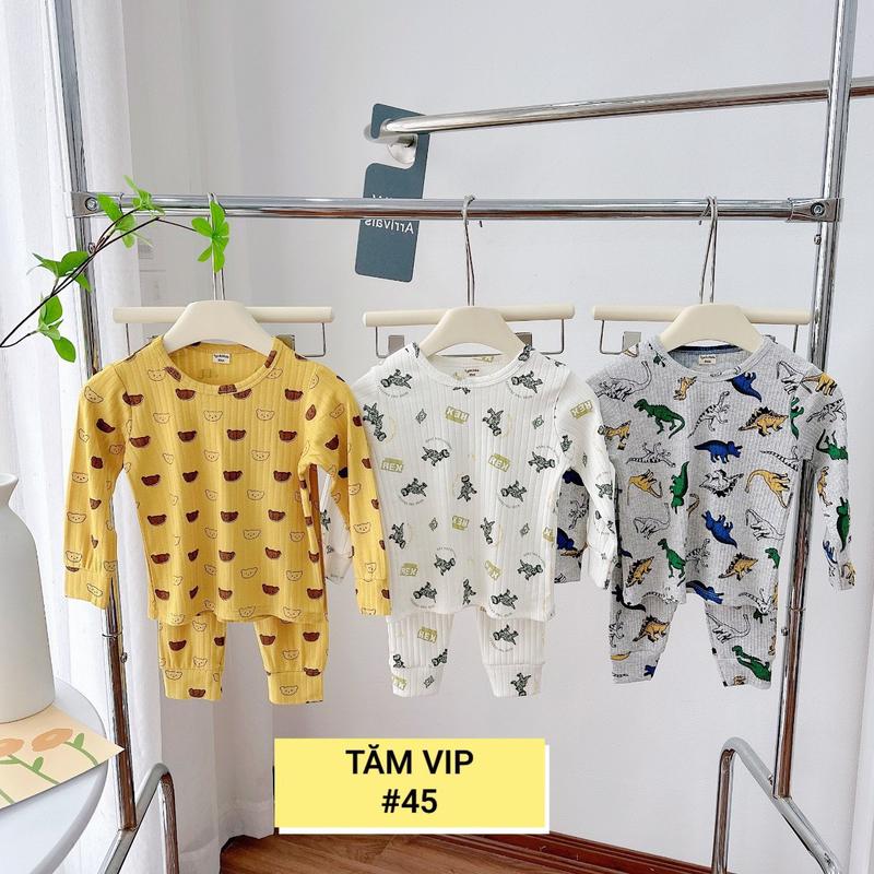 Set 3 bộ dài tay thu đông cho bé trai, bé gái xuất dư 100% cotton Len 0