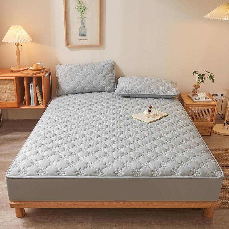 Solid Color Geometric Pattern Fitted Sheet & Pillowcase without Filler, 2/3 Counts Soft Bedding Sets for Bedroom Guest Room College Dormitory, Bedding Sets, Stocking Fillers Gift 7