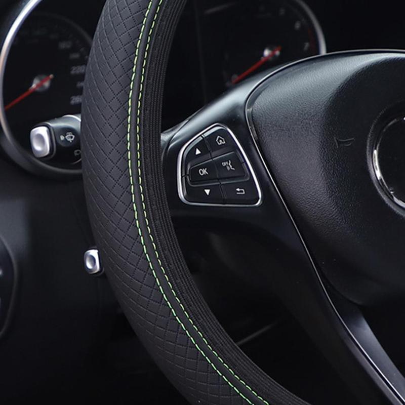 Product Introduction of Anti Slip Auto Decoration PU Leather Steering Covers 37-38cm Diameter Car Wheel Steering M1N2 56