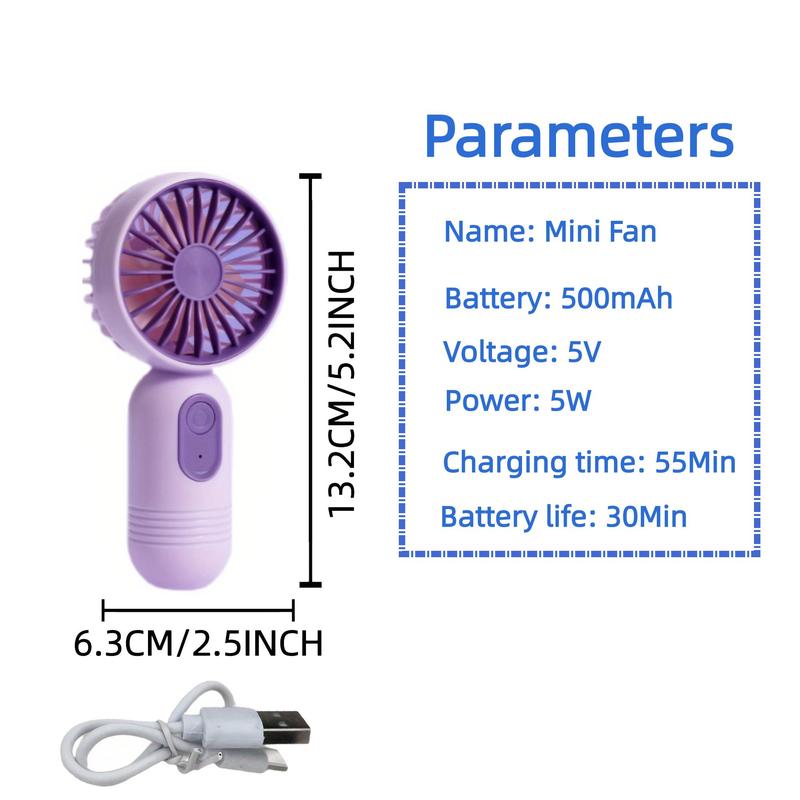 Portable Fan, USB Rechargeable Fan Portable 3-Wind Speeds Handheld Fans, Silent Operation Personal Cooling Fan for Office, Outdoor, Travel, and Camping, USB & Mobile Mini Fan 6