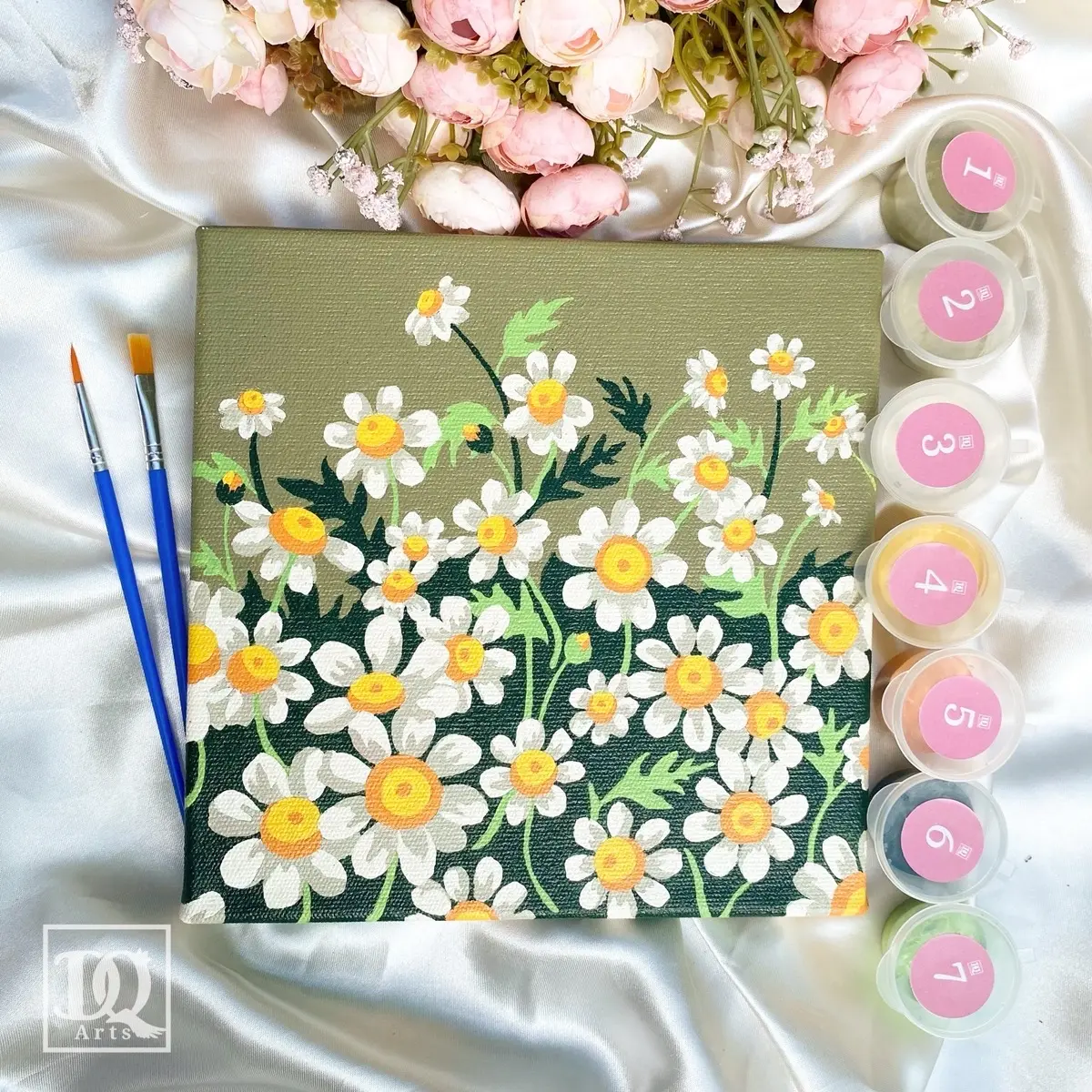 Paint by Number kit by DQ Arts | 7 Colors (Model: PURITY) Hadiah Gift