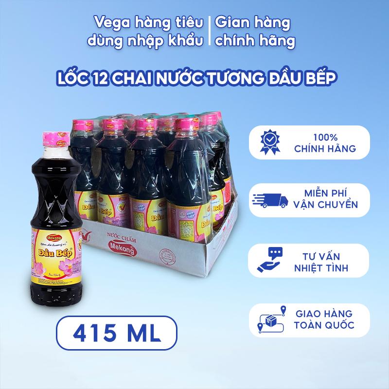 Lốc 12 Chai Nước Tương Đầu Bếp 415ml - Gia Vị MeKong -Nước Sốt Chua