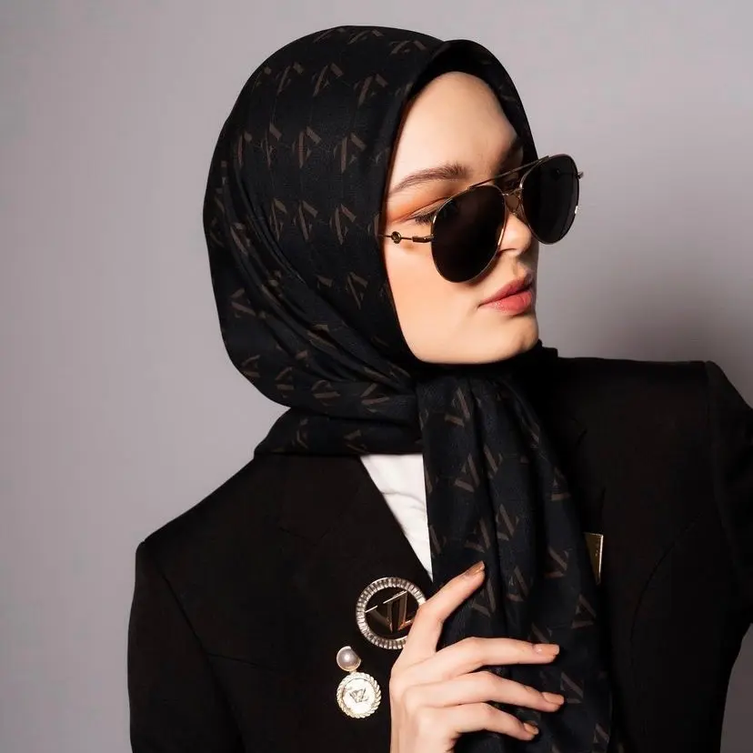 Herringbone Scarf Reverie Elysium Monoline Monogram by Vivi Zubedi [Jilbab Wanita Muslim]