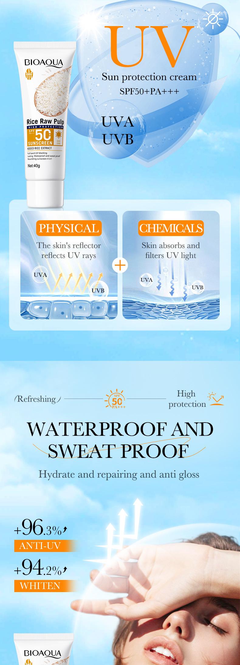 Product Introduction of Rice Puree  40G Bioaoua Sun Protection Makeup Primer Sun Protection   cream  dark  circles revive    cream eye physical   tinted     growth  factor sunscreen d'alba    sunscreen tone 2