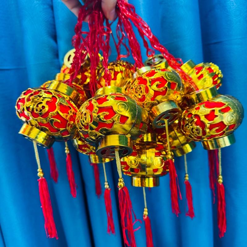 Dây đèn led lồng đèn chữ phúc trang trí tết  SS7929-5m 16 lồng đèn