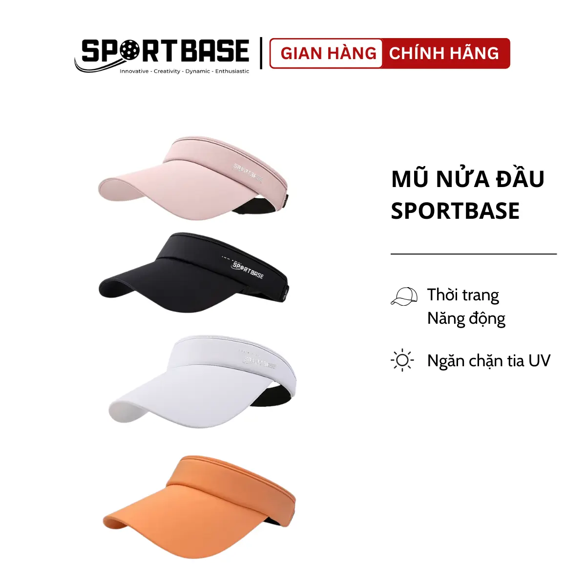 Mũ thể thao Picklaball Sportbase, mũ nửa đầu thời trang, năng động