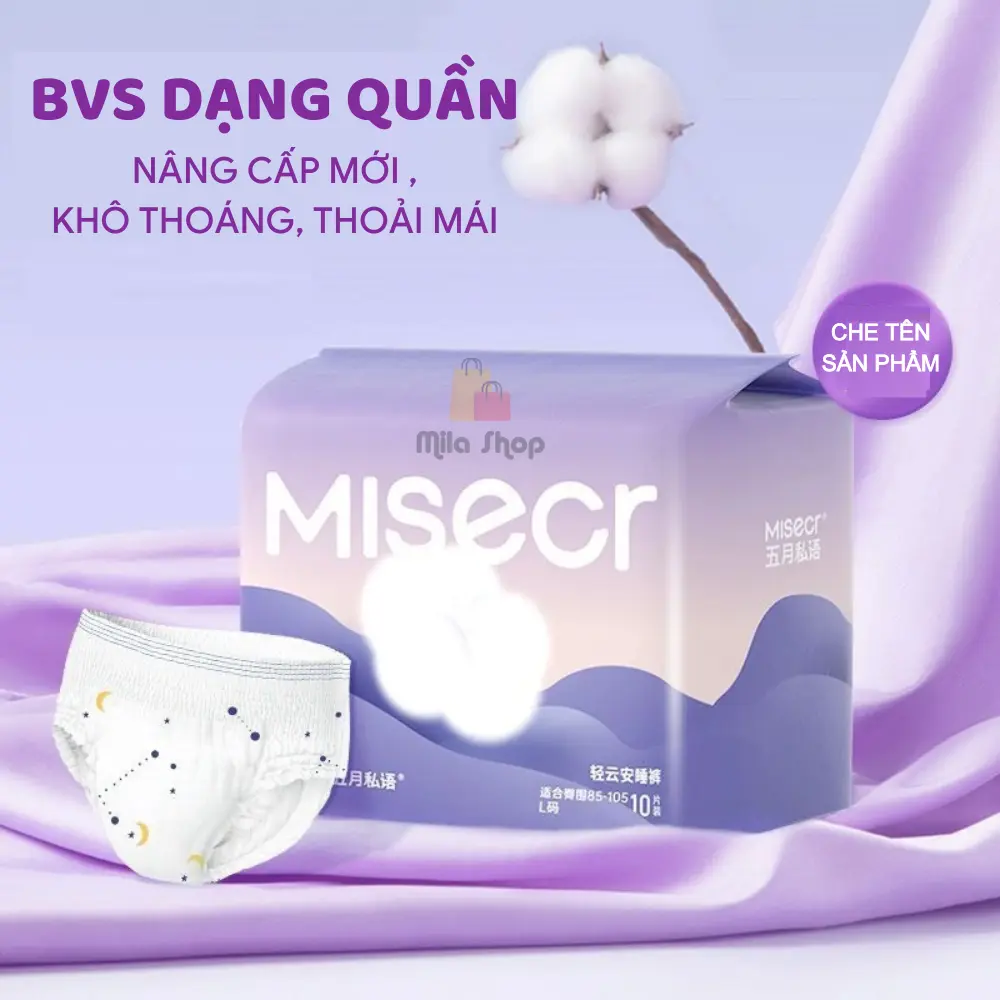 Băng vệ sinh quần MISECR size M/L/XL (40-105kg) 10 miếng/bịch thấm hút tốt, thông thoáng, mềm mại, không cộm dành cho mẹ đi sinh, bé gái dạy thì chị em đến tháng Khả năng thấm hút