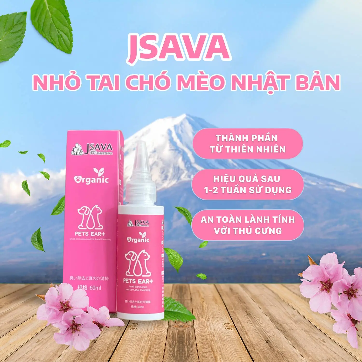 Nhỏ Tai chó mèo Nhật Bản JSAVA viêm tai, thối tai, làm sạch và giảm mùi hôi, ngứa tai
