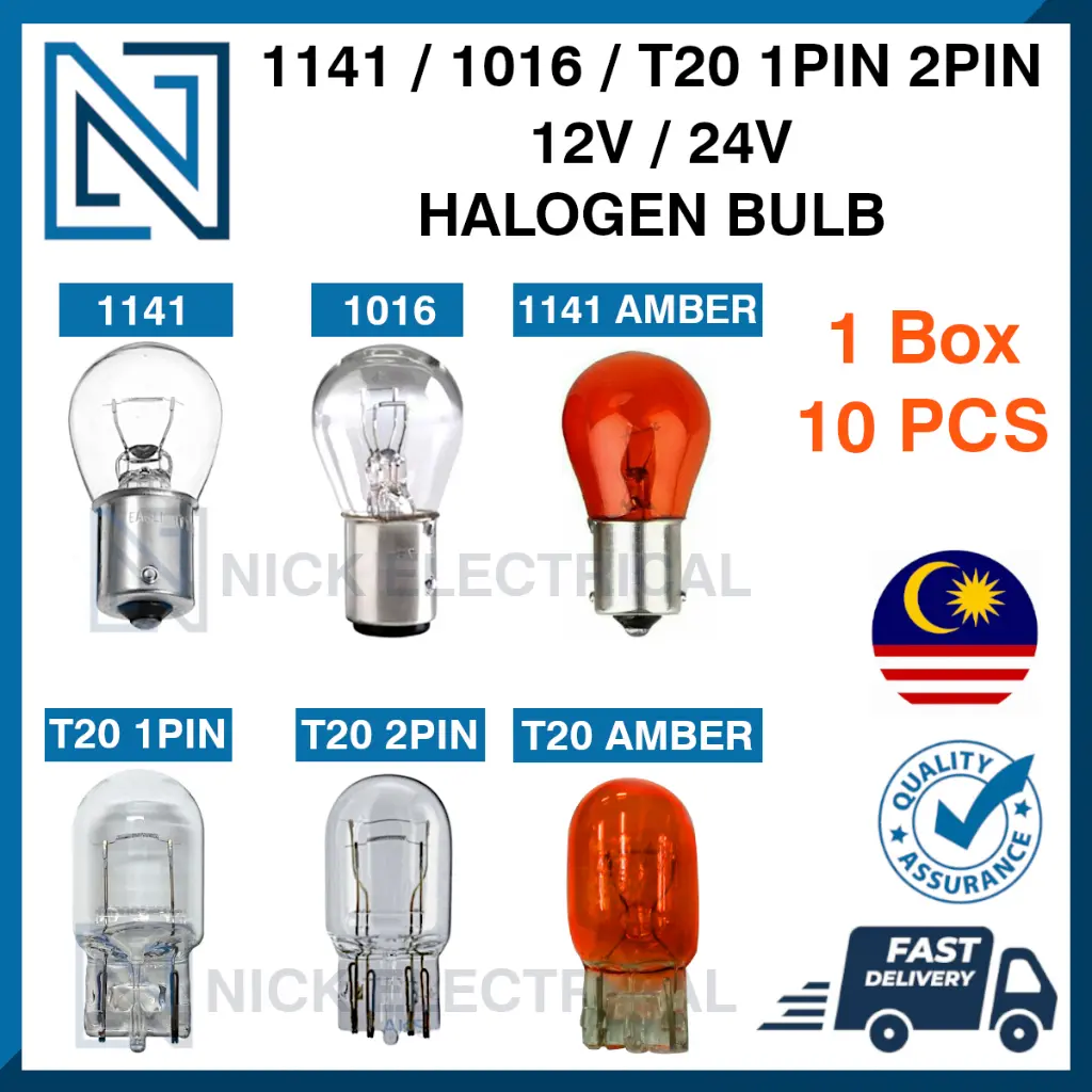 1 Box / 10Pcs Universal 12V 24V Car Lorry Halogen Bulb Mentol - 1156 / 1141 / 1016 / 1157 / T20 / T20 AMBER Automotive Kereta