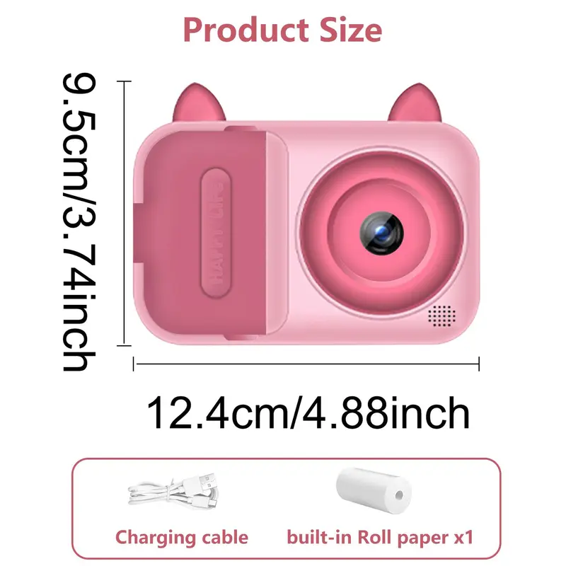 Instant Camera, USB Rechargeable Digital Camera with 32G Card, Photo Printer, Video Camera Toy for Girls, Birthday Gift for Girls 1