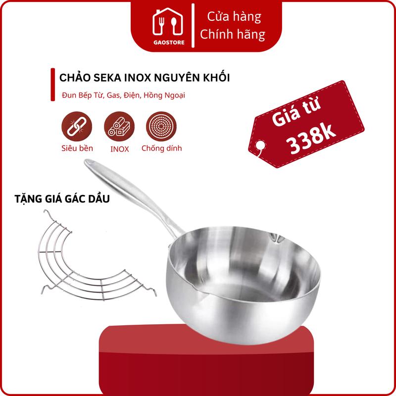 Chảo Inox SEKA đáy liền, đúc đặc, chống dính, 3 size
