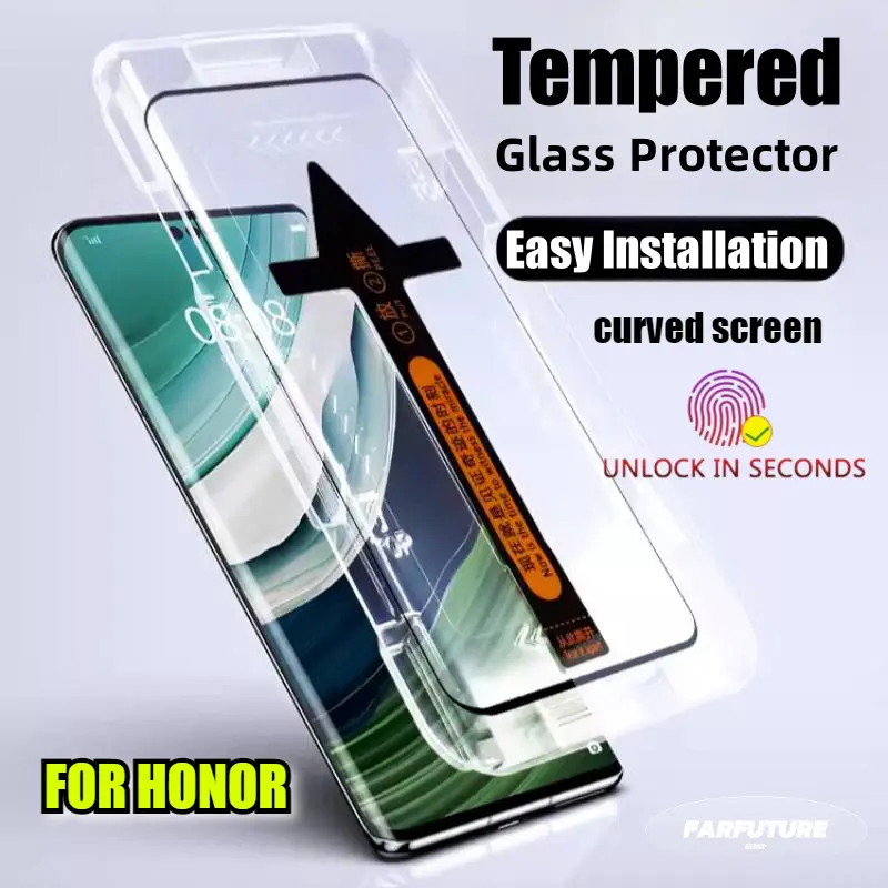 [One-Click Easy Installation] Tempered Glass Film For Honor 90 / 70 / 200 / 200Pro / 200Smart;Honor / X9a / X9b / X9c;Honor Magic6 Pro / Magic6 lite / Magic7 Pro / Magic7 lite; HD Privacy Anti-Blue Curved Screen Protector;Fingerprint Unlock,Dust-free