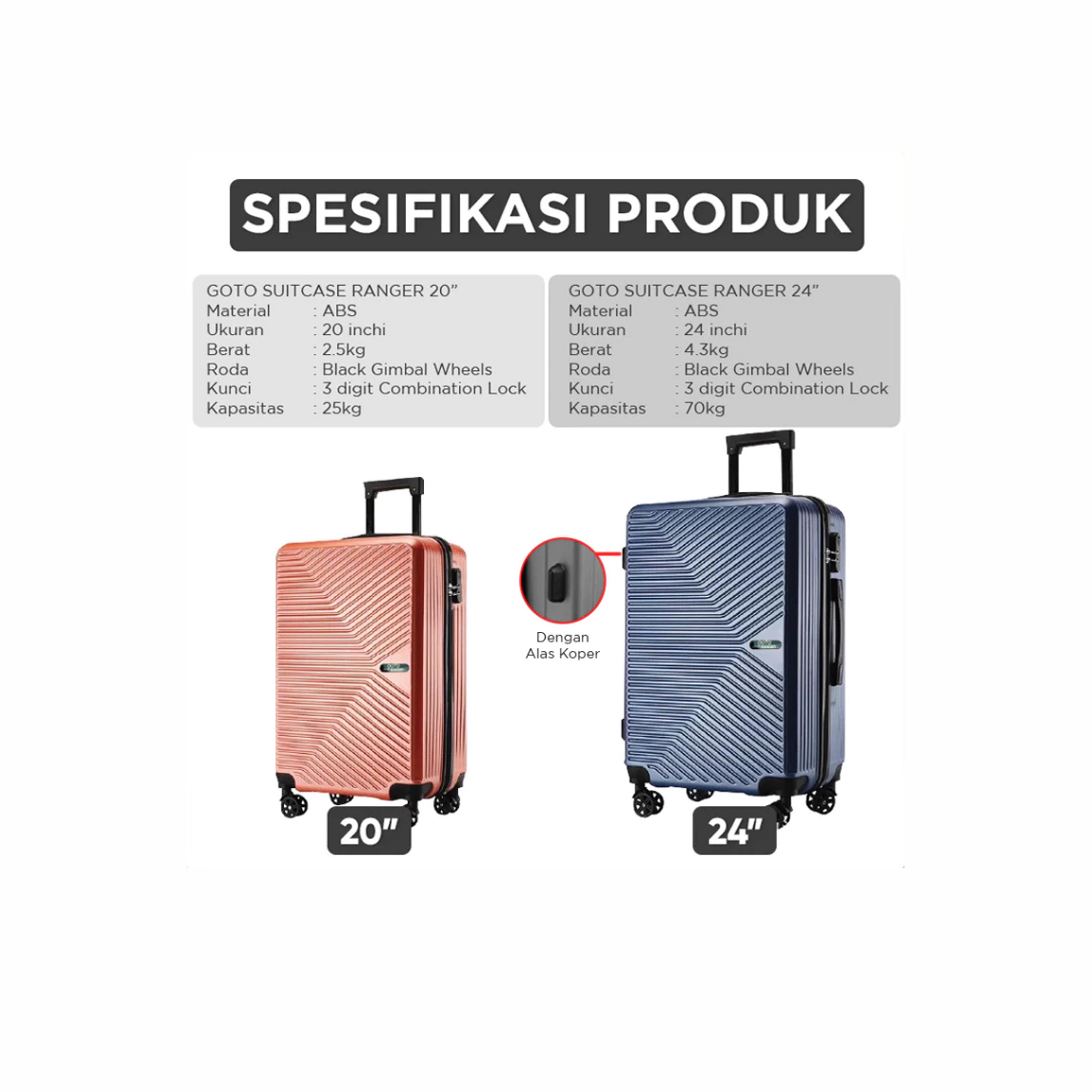 [COD] Goto x Jordi Onsu Ranger Koper Cabin Suitcase Roda Bagasi Hardcase Kabin Waterproof #CR