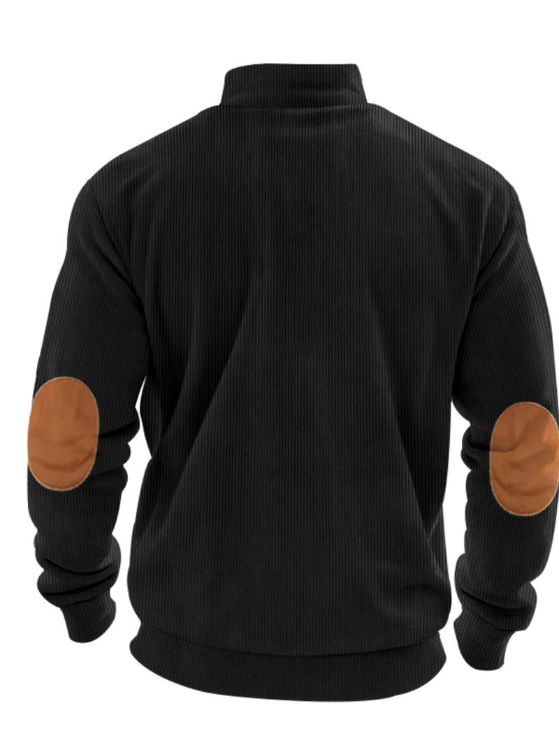 Product Introduction of Men's Solid Quarter Zip Collar Sweatshirt, Regular Fit Casual Long Sleeve Pullover for Fall & Winter, Men's Clothes for Daily Wear 6
