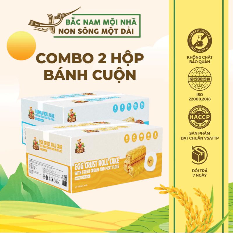 [Mua 4 Hộp Tặng 1 Bánh] Combo 2 Hộp Bánh Dinh Dưỡng Cuộn Chà Bông Gulu Foods Thức Ăn Ăn Vặt