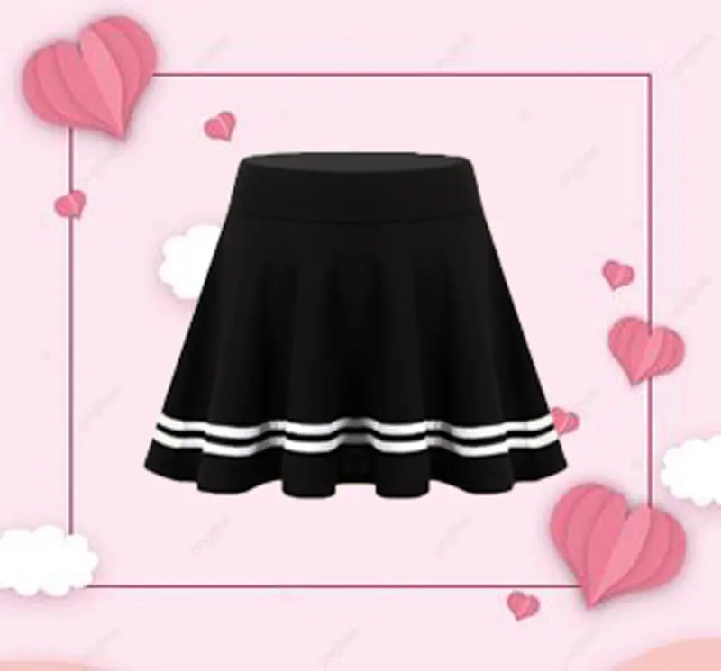 Rok anak perempuan kid skirt rok list putih hitam Fashion rok anak10–12 4