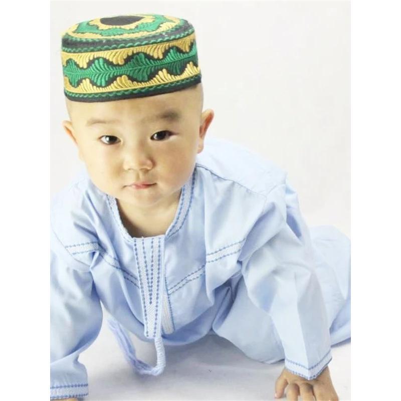 Eid Ramadan Kids Jubba Thobe Muslim Clothing Islamic Abaya Dubai Kaftan Mubarak Prayer Toddler 1-3 Years Old Boys Robes 70-100CM 3
