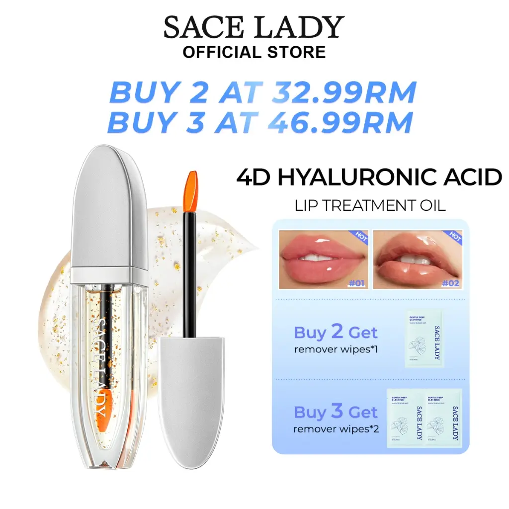 SACE LADY Lip Serum Minyak Bibir Berwarna Serum Bibir Warna Menukar Bom Penghidratan 4 Warna