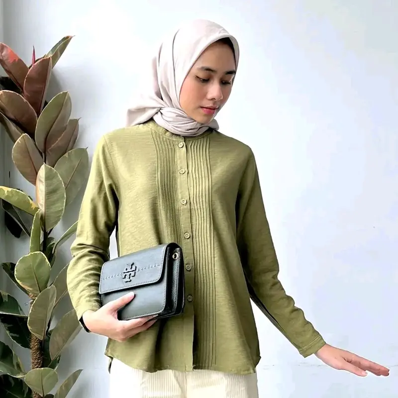 KEMEJA ATASAN WANITA OVNESEL TERBARU  LINEN IMPORT 1