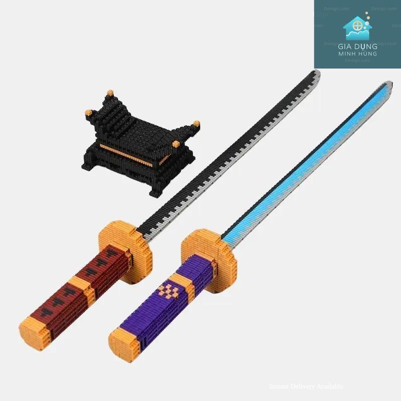  Mô hình đồ chơi lắp ráp Kiếm Katana Master Có Giá Đỡ - Bộ 2 món lắp ráp kèm đế dài 75cm size lớn Tháo Lắp Bộ Lắp Ráp Toy 
