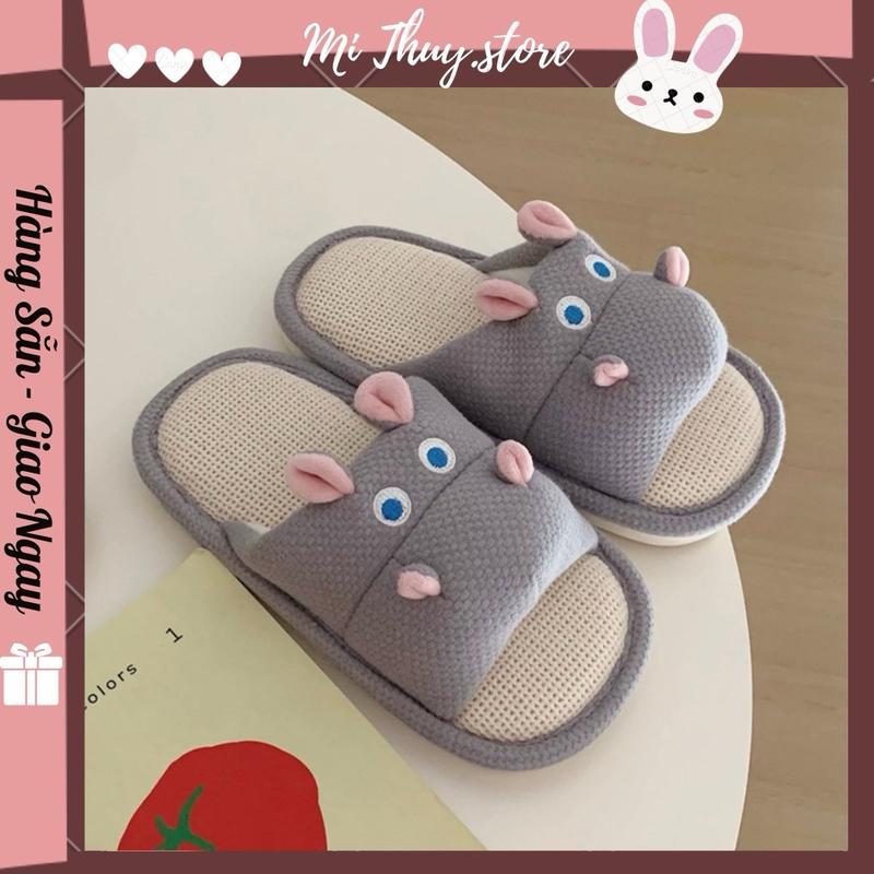 Dép cute dễ thương đi trong nhà nam nữ đế thấp xxt nhiều màu DÉP HÌNH HÀ MÃ