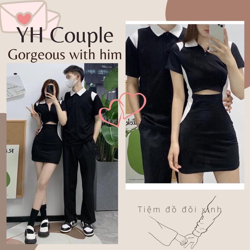 ÁO ĐÔI, ÁO VÁY THUN NAM NỮ PHỐIIII TRẮNG ĐEN Top Áo Thun Women Polo đồ đôi