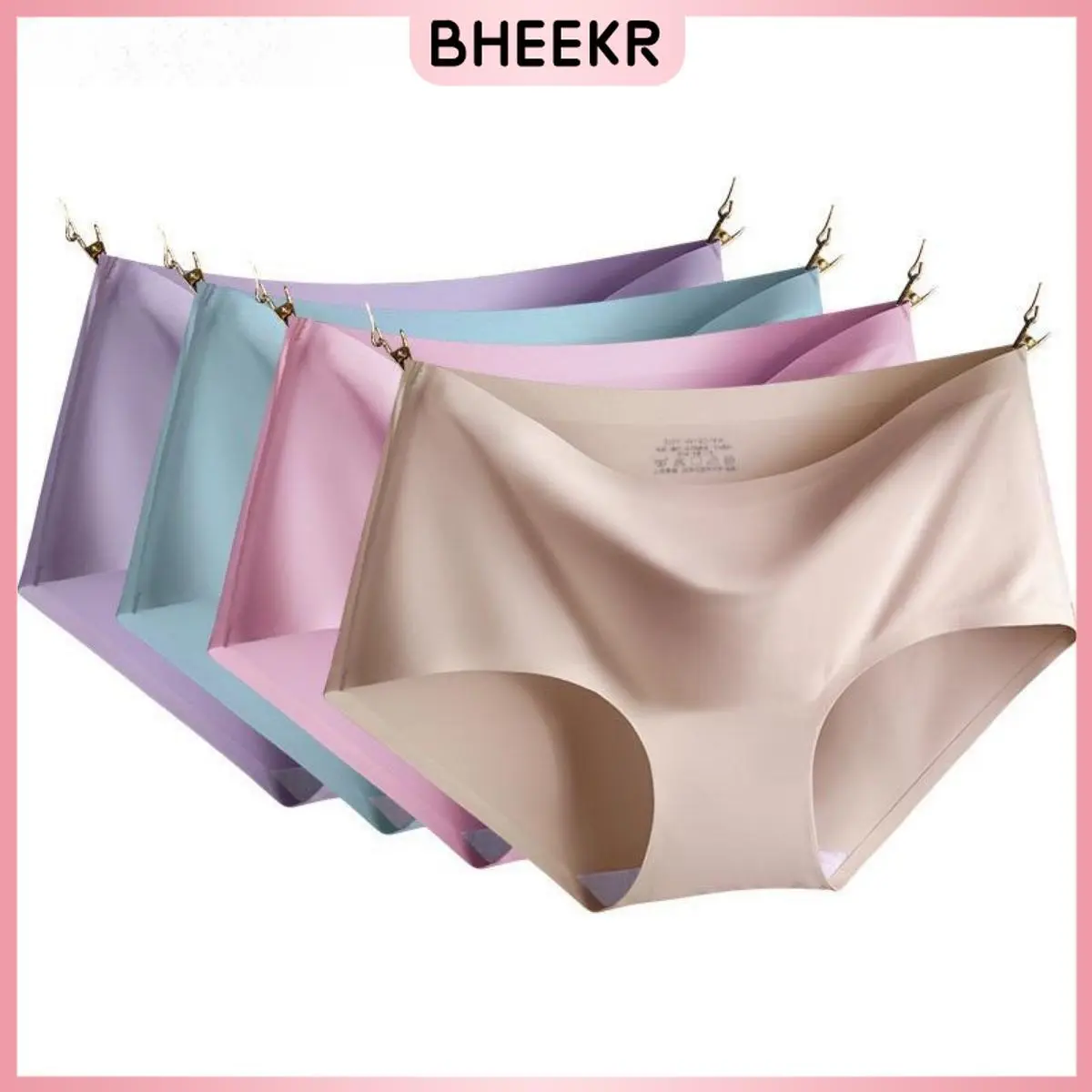 Women's Ice Silk Seamless Underwear Women's One-piece Underwear Breathable Mid-waist Sexy Underwear Briefs
