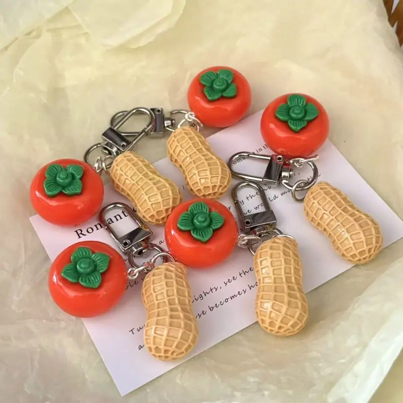 Móc Chìa Khóa Quả Đậu Táo, Mô Phỏng Quả Hồng Thỉnh Thờm May Mắn Và Dễ Thương, Thu Hút Giàu Có, Mặt Dây Chuyền Túi Cá Tính, Quà Tặng Cho Bạn Thân 0