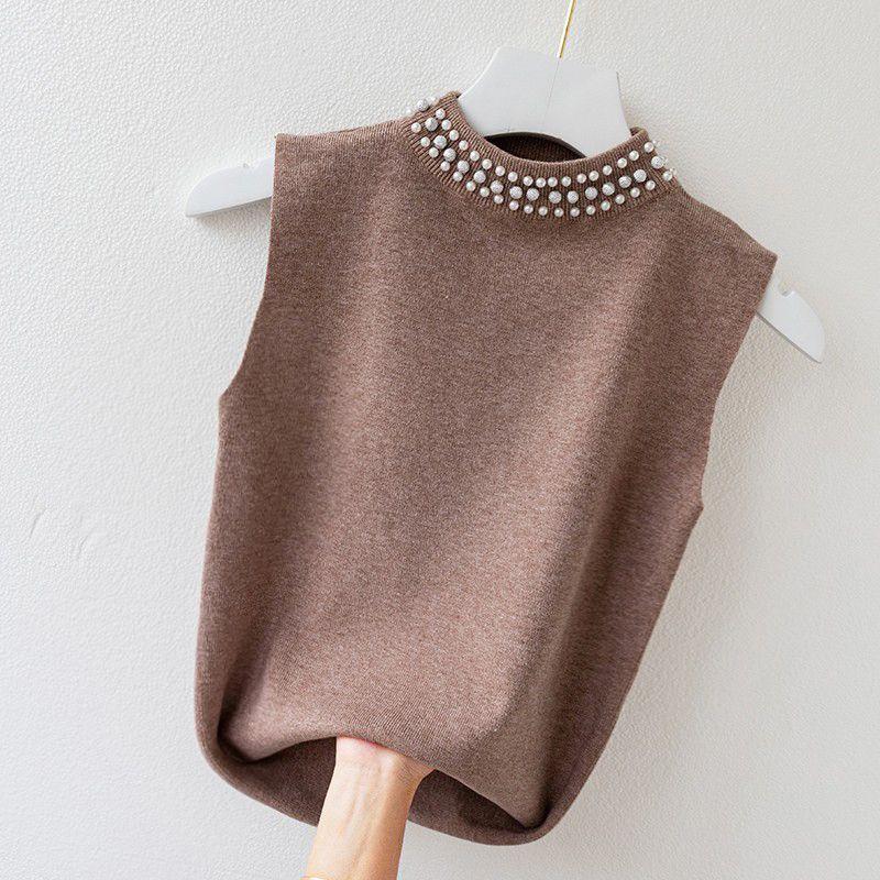 Áo Ba Lỗ Dệt Kim, Dành Cho Nữ, Đính Đá, Không Tay, Áo Thun Dệt Kim, Áo Vest 6