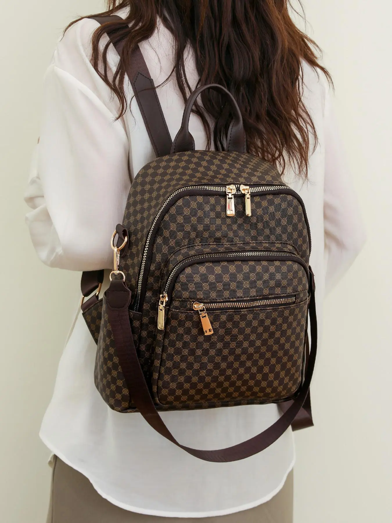 Fashion Simple Durable Pu Leather Backpack, Casual Versatile Zipper Backpack for Daily Used, Casual Trendy Versatile High-quality Daily Commuting Bag