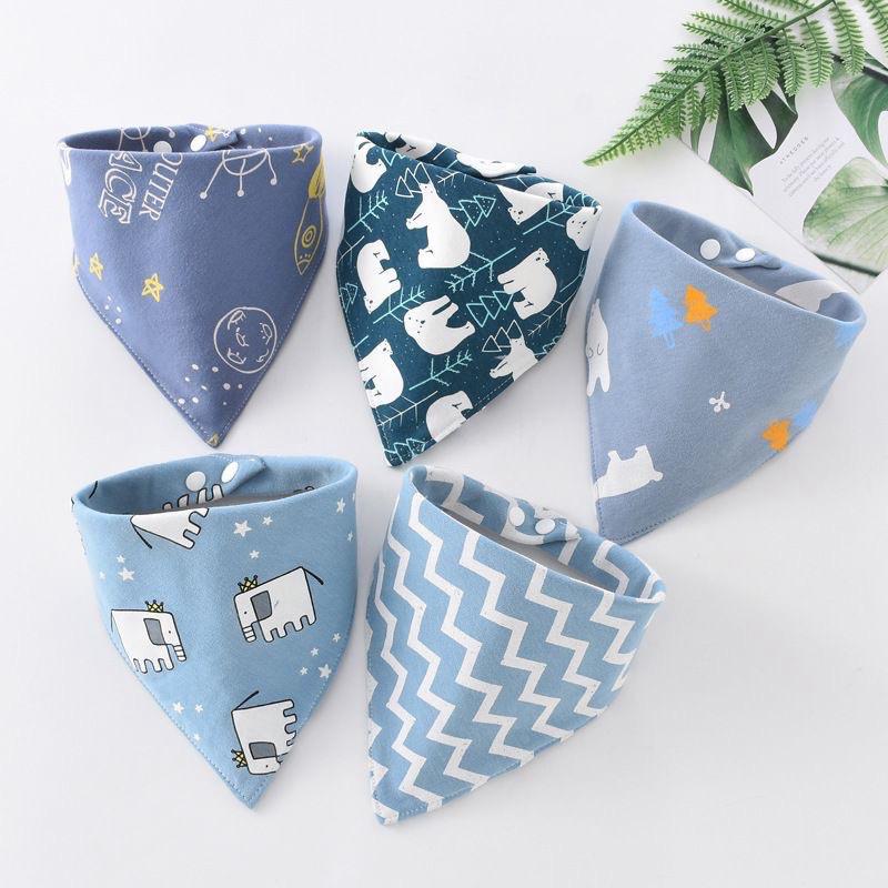 BooBoo Baby - Set 5 khăn yếm tam giác cotton giữ ấm cổ nhiều mẫu xinh yêu cho bé